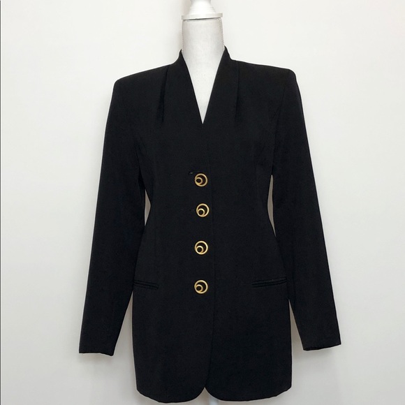 Tahari Classics Wool Long Length Black Blazer - Picture 1 of 8